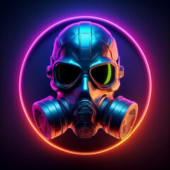 man in gas mask on dark background