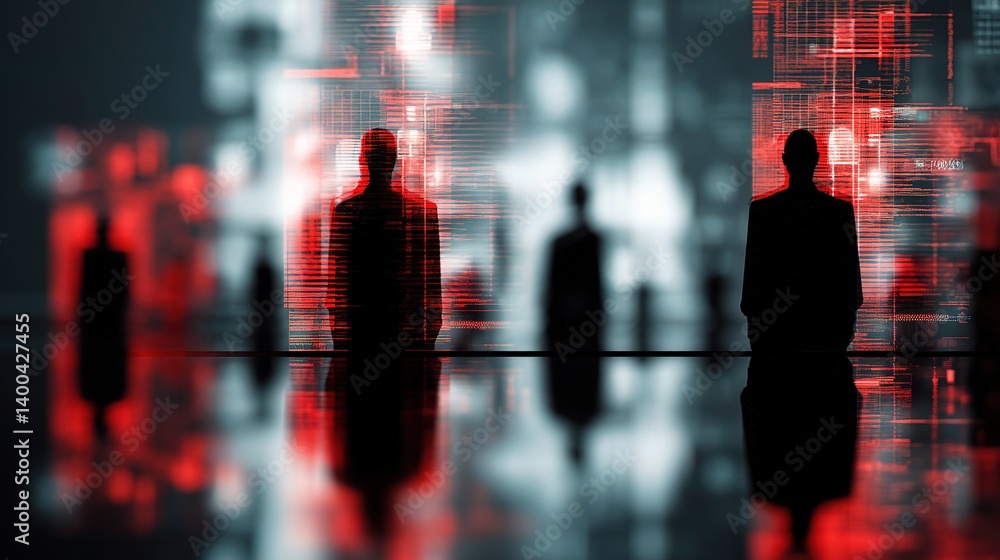 Poster abstract double exposure of security concepts on computer screen