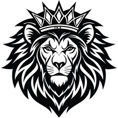 Wild lion head vector art illustration, a powerful animal mascot symbol
