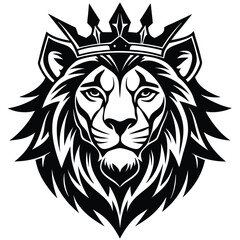 Wild lion head vector art illustration, a powerful animal mascot symbol