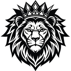 Wild lion head vector art illustration, a powerful animal mascot symbol