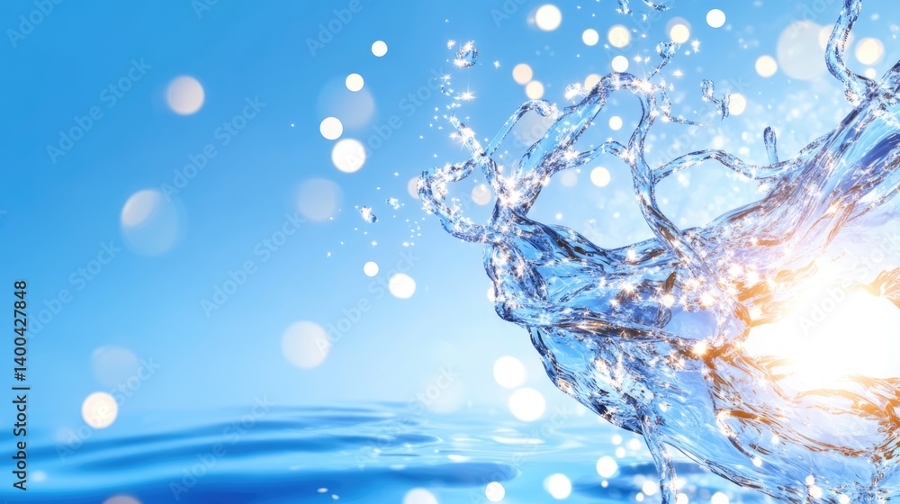 Poster splashing water action nature background content blue environment dynamic viewpoint refreshing conce