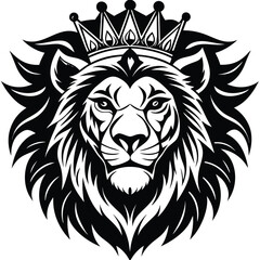 Wild lion head vector art illustration, a powerful animal mascot symbol
