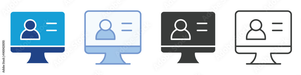 Poster laptop icons collection – multiple vector styles icons