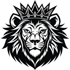 Wild lion head vector art illustration, a powerful animal mascot symbol