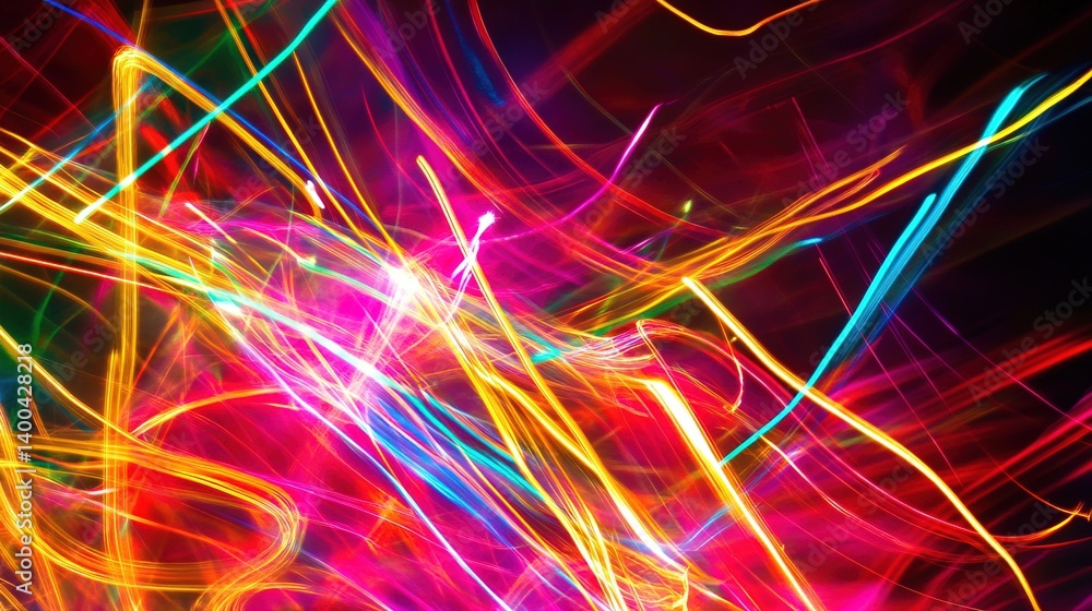 Poster colorful light trails creating vibrant abstract patterns