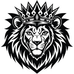 Wild lion head vector art illustration, a powerful animal mascot symbol