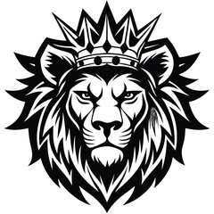 Wild lion head vector art illustration, a powerful animal mascot symbol