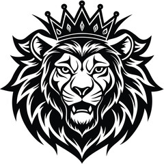 Fototapeta premium Wild lion head vector art illustration, a powerful animal mascot symbol
