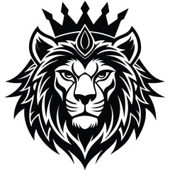 Wild lion head vector art illustration, a powerful animal mascot symbol
