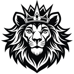 Wild lion head vector art illustration, a powerful animal mascot symbol