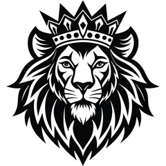 Wild lion head vector art illustration, a powerful animal mascot symbol