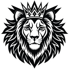 Wild lion head vector art illustration, a powerful animal mascot symbol