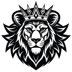 Wild lion head vector art illustration, a powerful animal mascot symbol