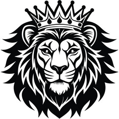 Wild lion head vector art illustration, a powerful animal mascot symbol