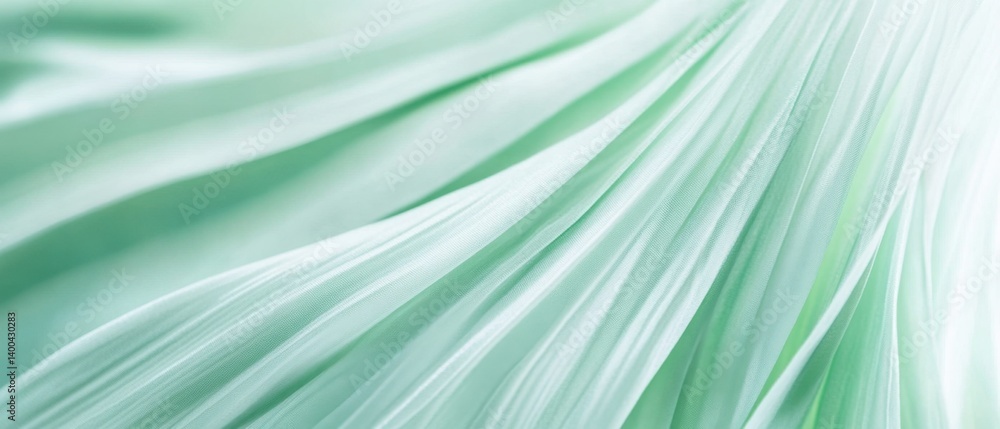Poster serene mint fabric folds creating a soft wave pattern in a close up shot with a gentle light and air