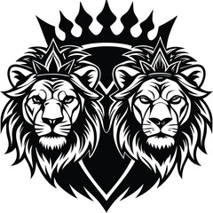 Wild lion head vector art illustration, a powerful animal mascot symbol