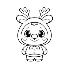 Fototapeta premium guava wearing a reindeer costume line art vector i (1).eps