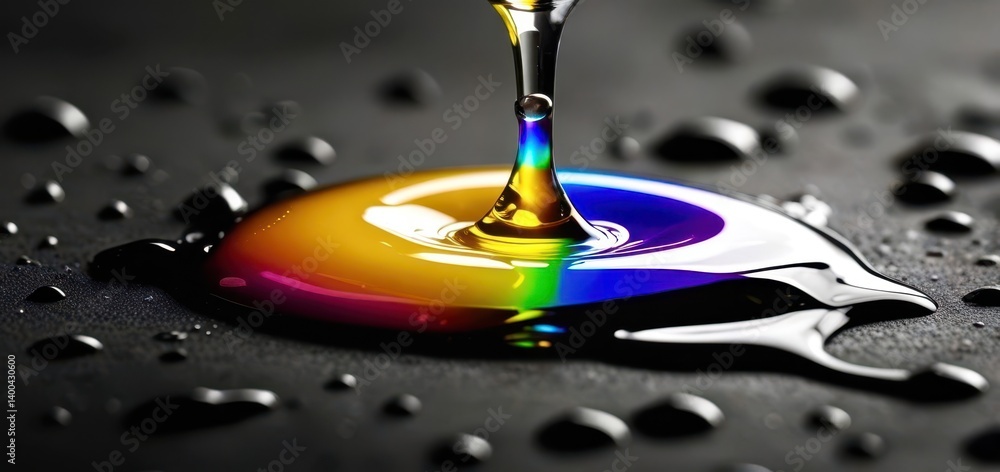 Aufkleber a colorful drop of water is floating on a black background