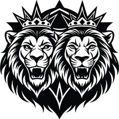 Wild lion head vector art illustration, a powerful animal mascot symbol