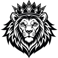Wild lion head vector art illustration, a powerful animal mascot symbol