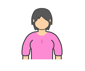 Short haired woman in pink