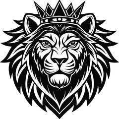 Wild lion head vector art illustration, a powerful animal mascot symbol