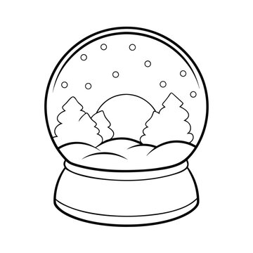 snow globe scene with trees and snow clip art preview