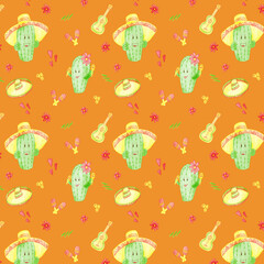 seamless pattern mexican cacti