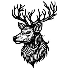 Deer Black And White Outline Vector