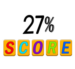 Twenty seven percent score sign illustration.