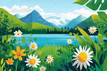 illustration background of a nature landscape
