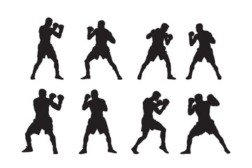 Silhouette of Boxing vector illustration on white background.