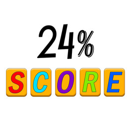 Twenty four percent score sign illustration.