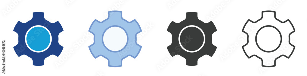 Poster gear icons collection – multiple vector styles icons