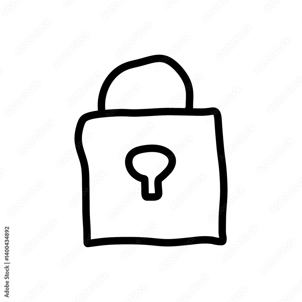 Poster doodle lock icon with simple transparent background for web