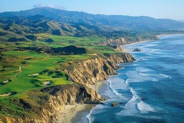 Coastal golf course scenic view