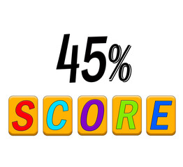 forty five percent score sign illustration with 3d squares 