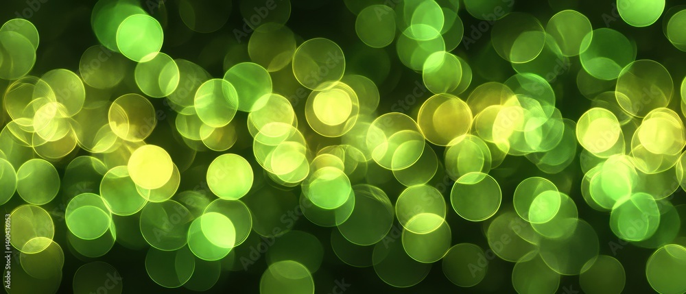 Aufkleber abstract luminous green and yellow bokeh circles on dark background creating a festive and magical a