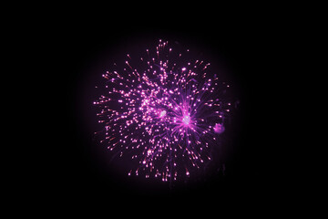 Purple Firework Explosion Against Dark Night Sky