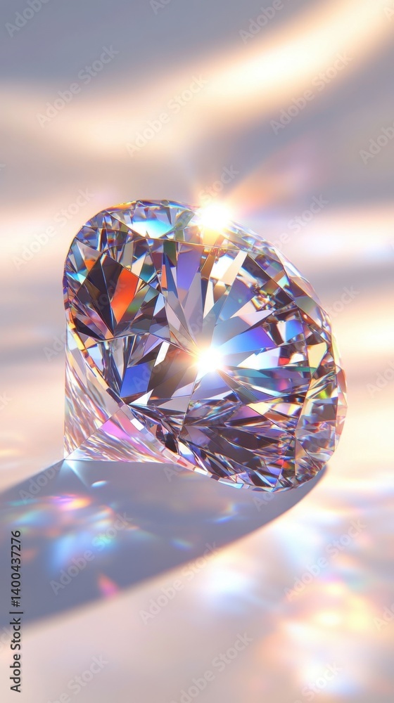 Poster radiant diamond brilliance under soft light creating a mesmerizing display of facets and light dispe