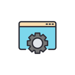 Web management colored icons, minimalist vector illustration ,simple transparent graphic element .Isolated on white background