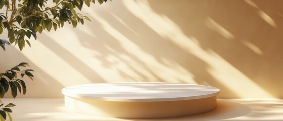 Abstract architectural display platform with neutral podium base, futuristic product staging for tech exhibitions and synthetic branding materials.
