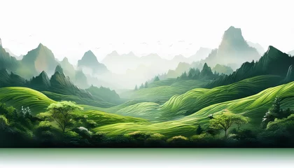 Poster green landscape white background