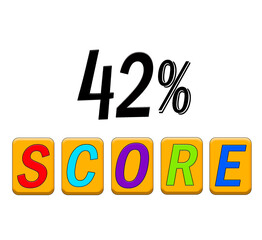 42% score sign illustration isolated on white background.