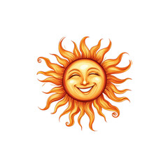 Cheerful Cartoon Sun with Bright Rays and Friendly Face Design