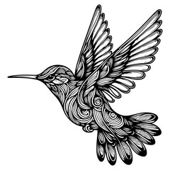 Hummingbirds Black And White Vector