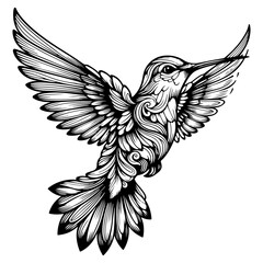 Hummingbirds Black And White Vector