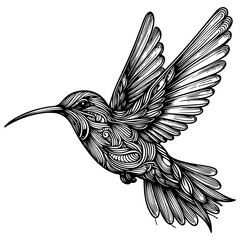 Hummingbirds Black And White Vector