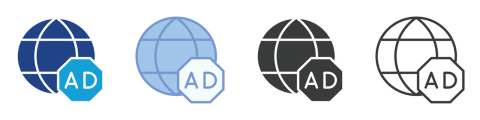 Globe Ads Icons Collection – Multiple Vector Styles Icons